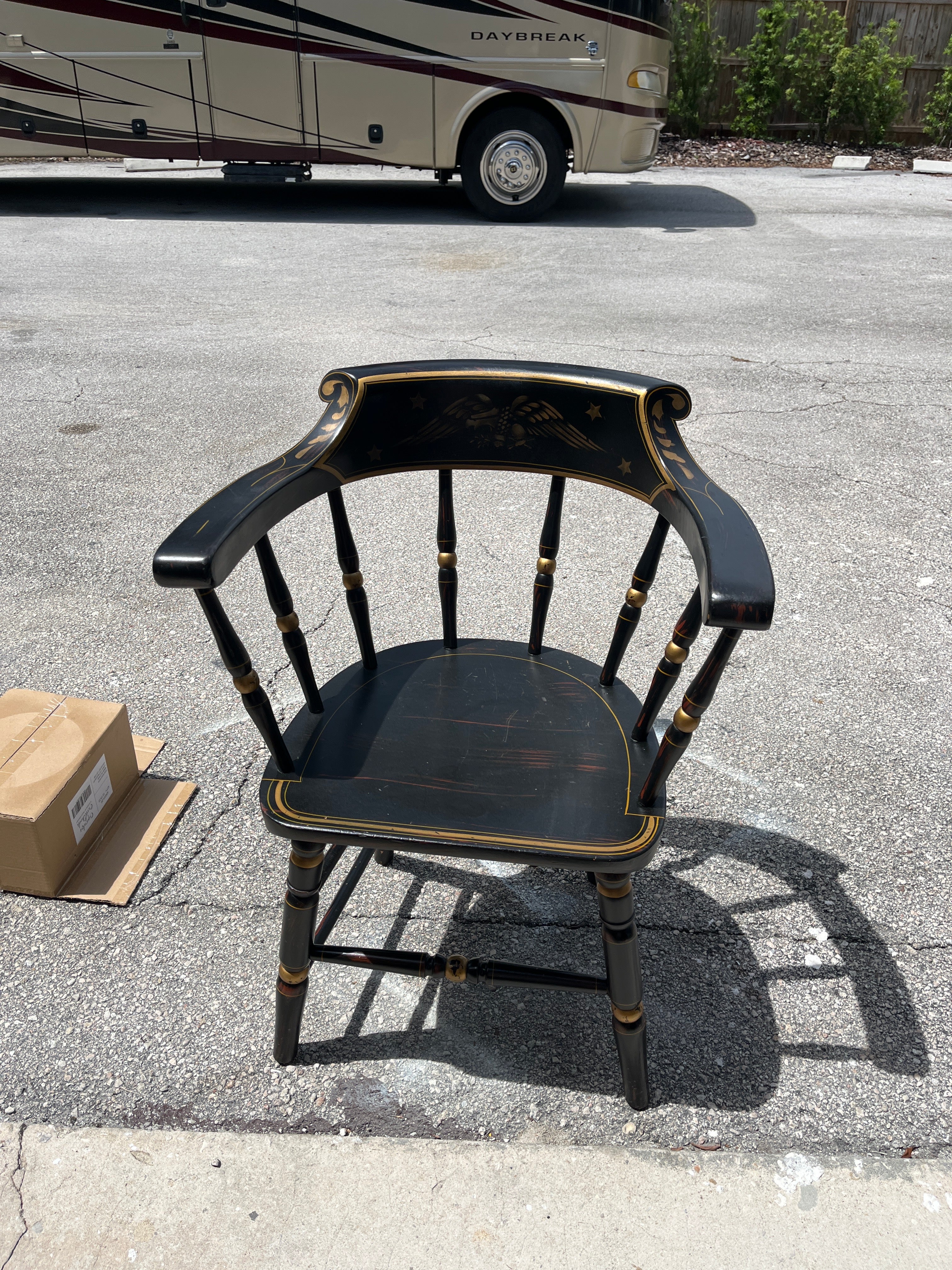 Black & Gold Stenciled Windsor Captain's Chair