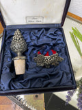 Silver-plated wine bottle corkscrew & stopper set