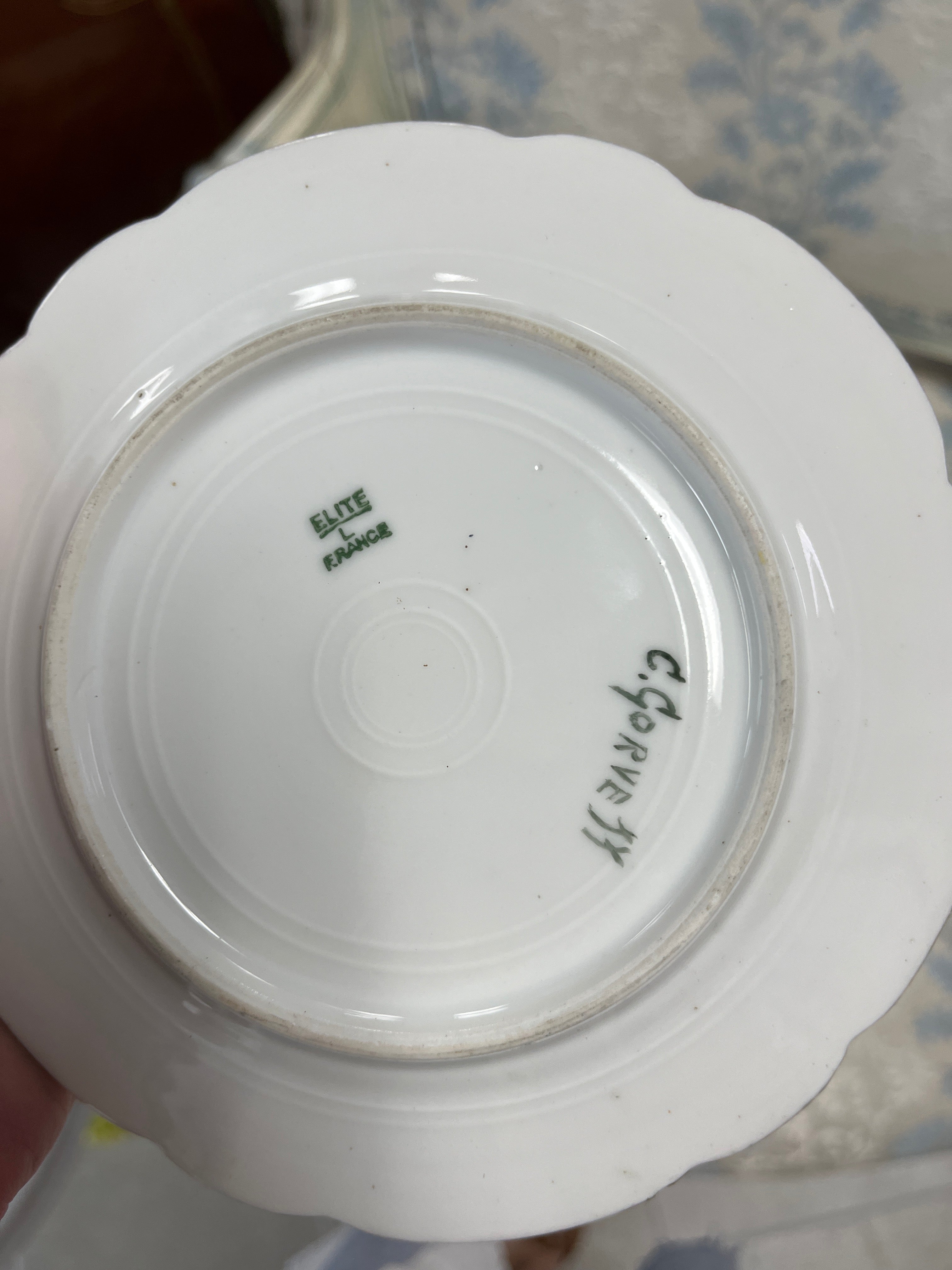 Hand-painted Elite France porcelain plate signed by C. Gorveyy