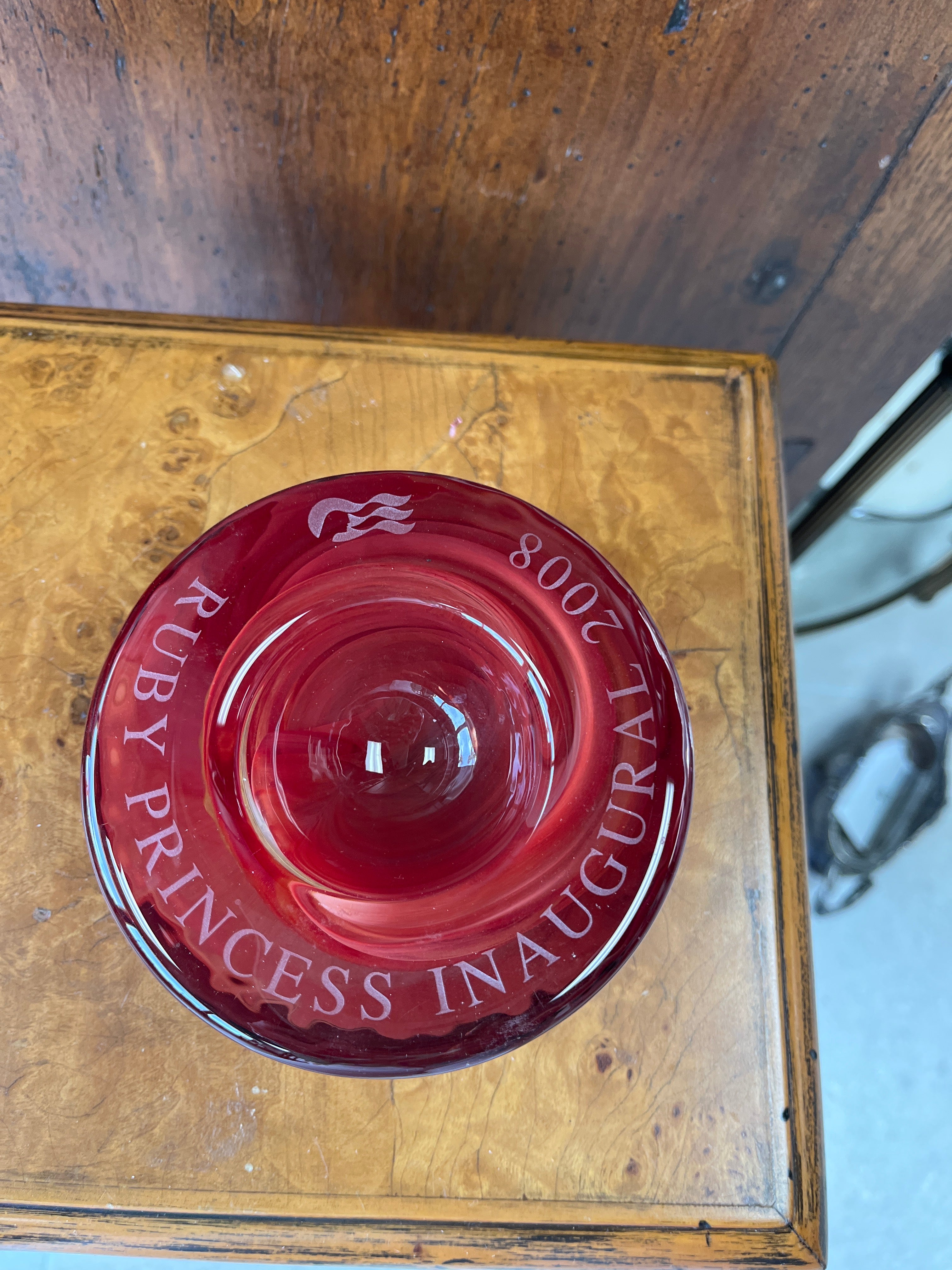 Kosta Boda Ruby Princess Inaugural 2008 art glass votive holderk