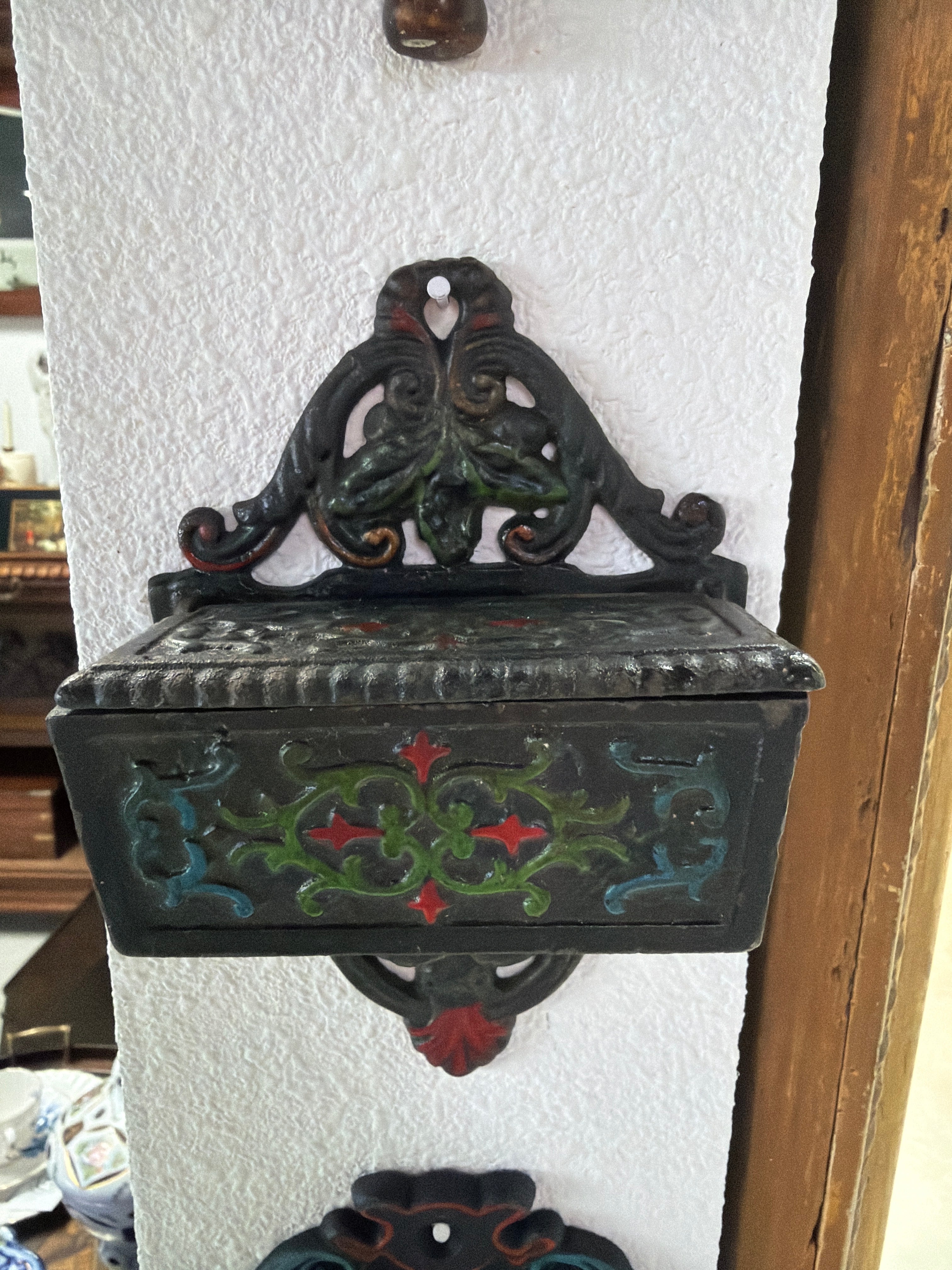 Vintage Wilton Painted Cast Iron Wall-mounted Matchstick Holder