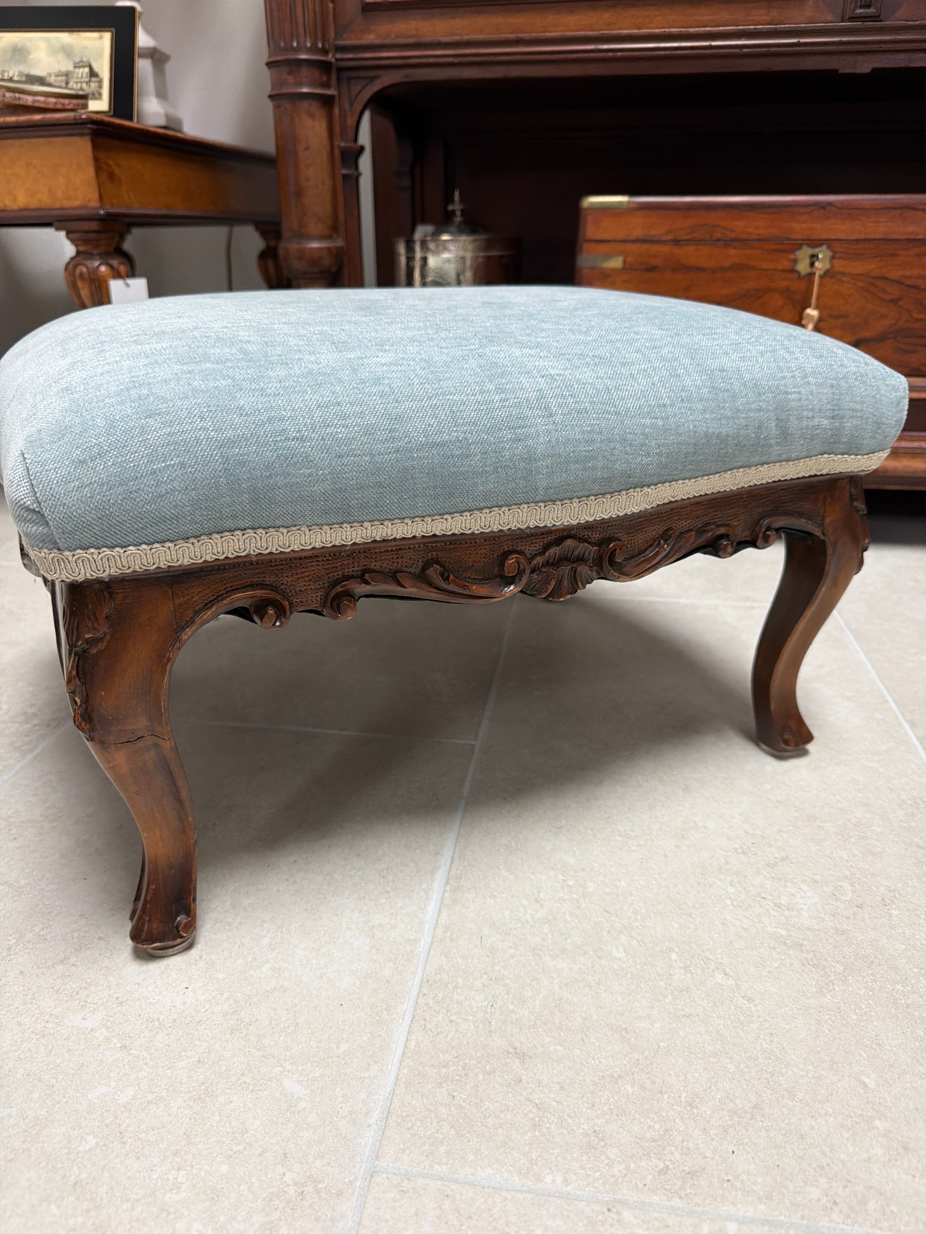 Victorian Hand-carved Walnut Footstool