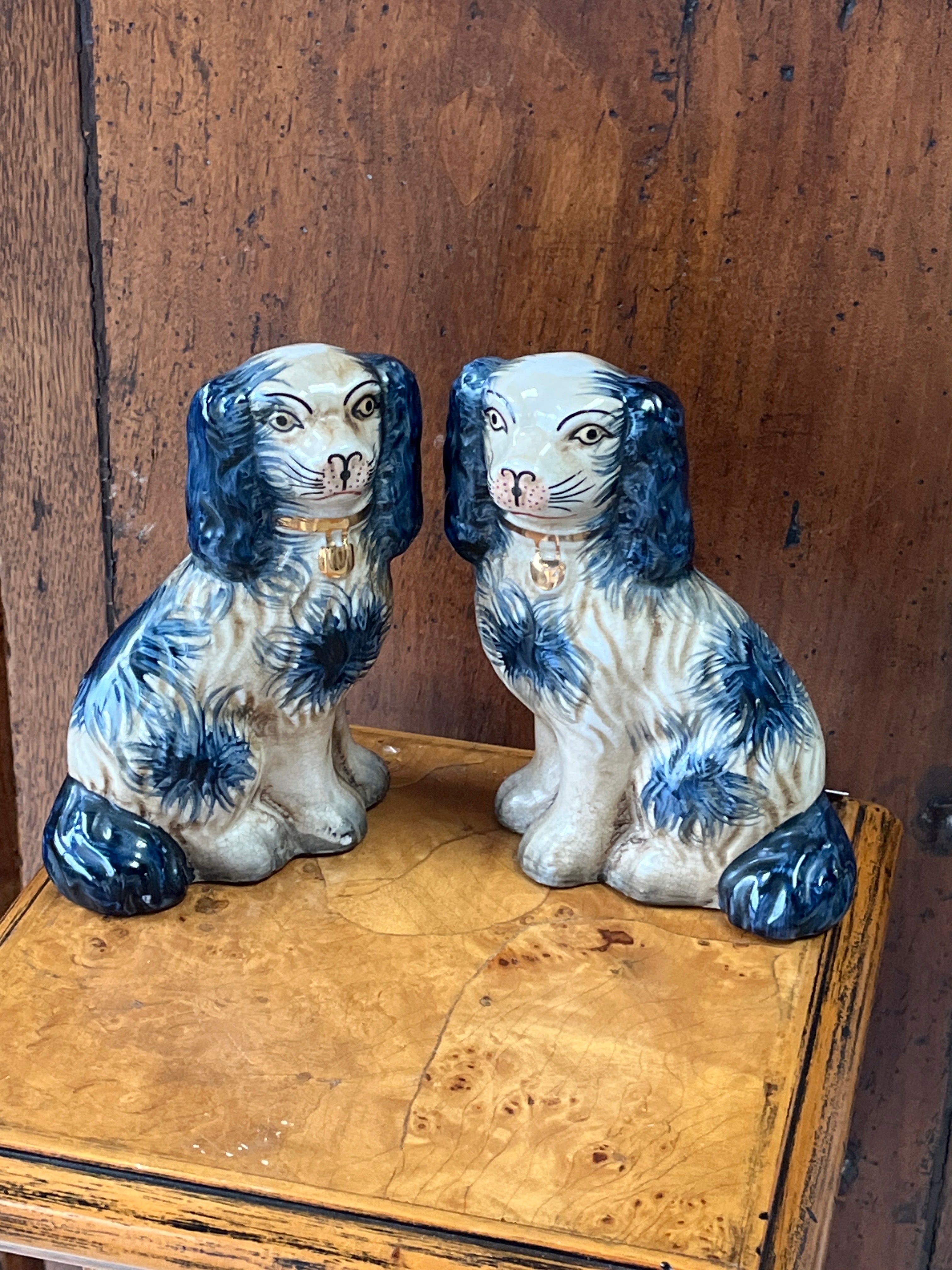 Hand Painted Staffordshire Spaniels, Pair