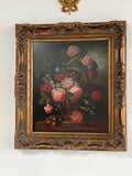 Ornate floral still life oil painting signed Kay Hoffman