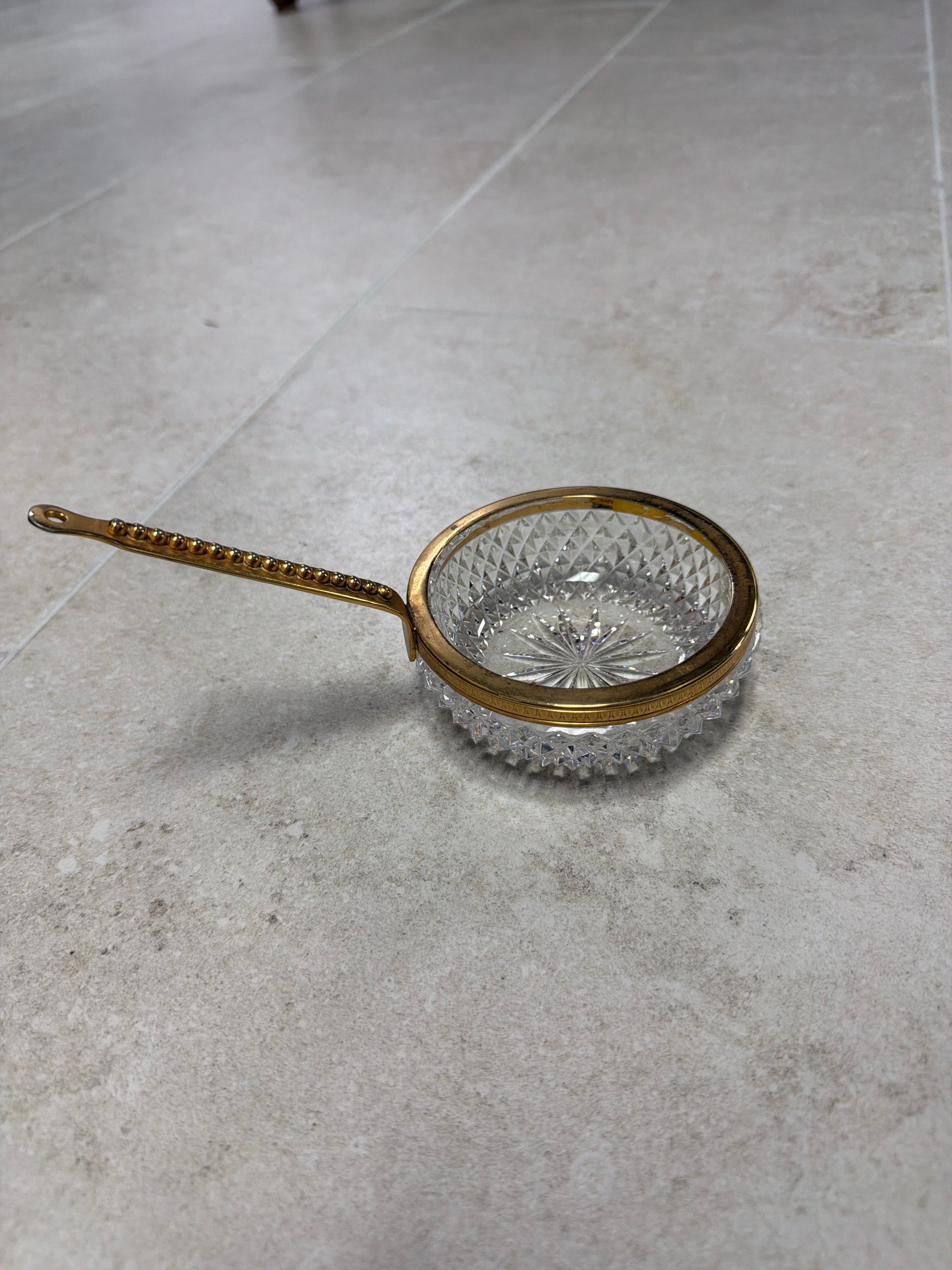 Crystal Dish with Bronze Handle