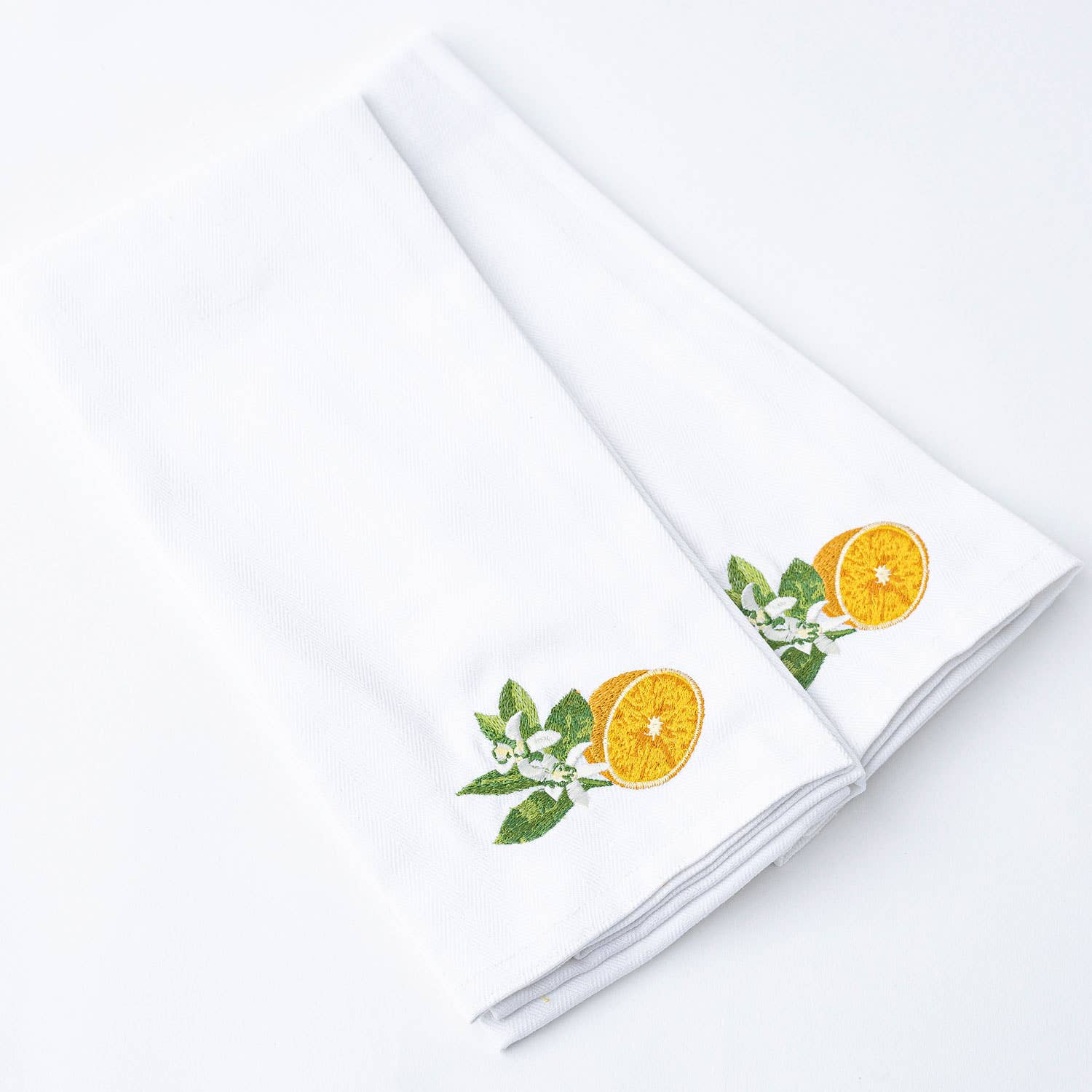 Orange Blossom Embroidered Kitchen Towel Set