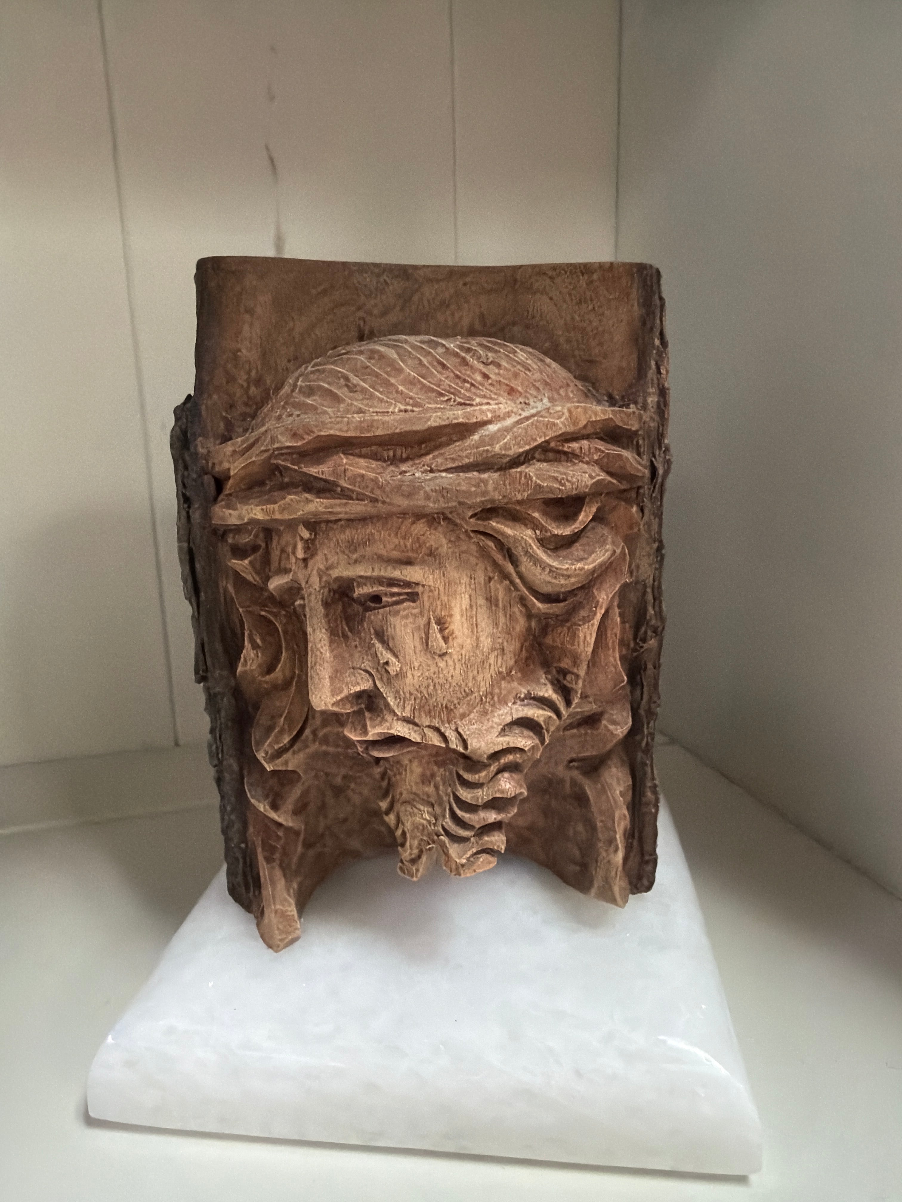 Face of Christ Carved Wood, Small