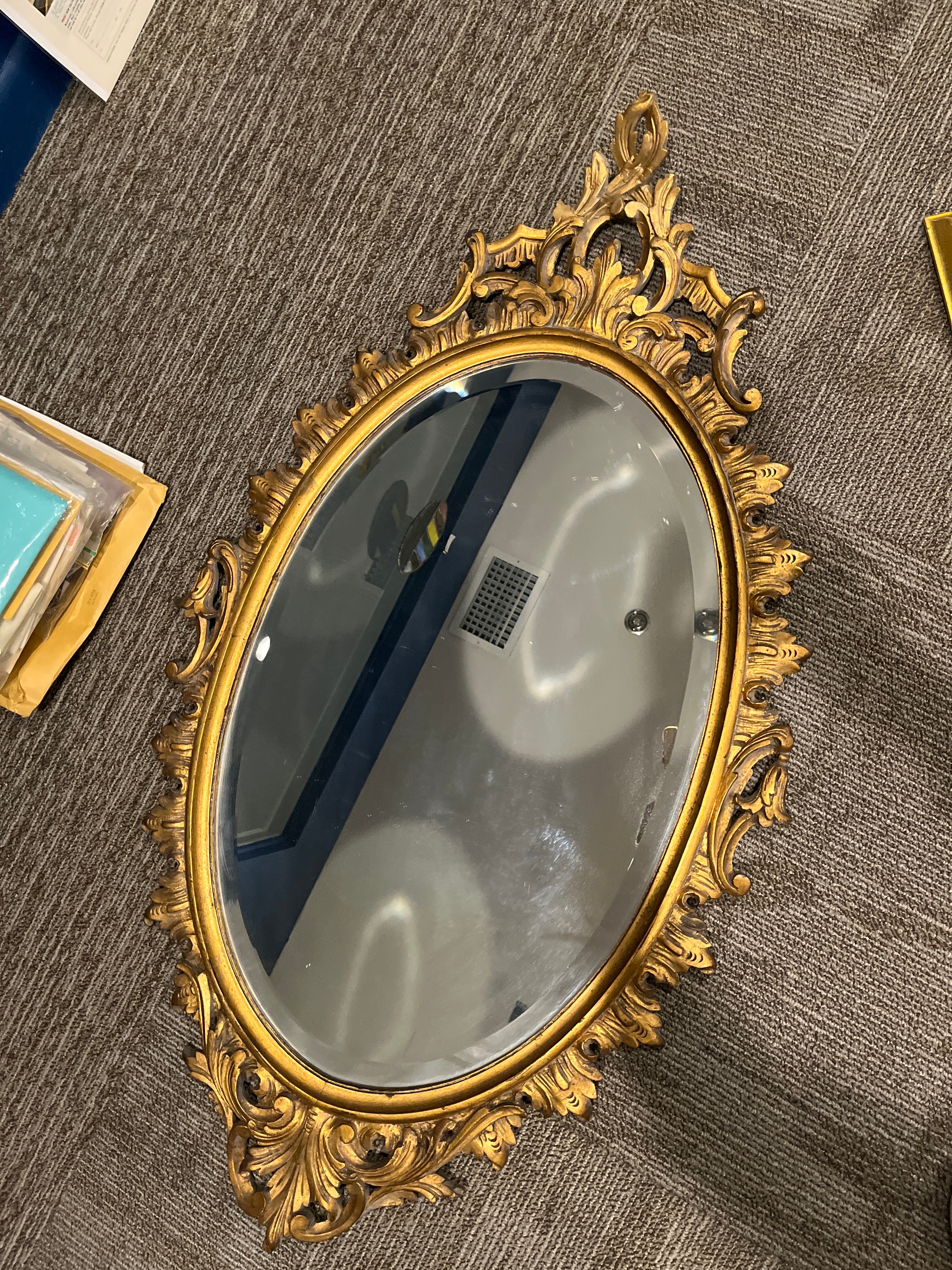 Antique French Oval Beveled Mirror