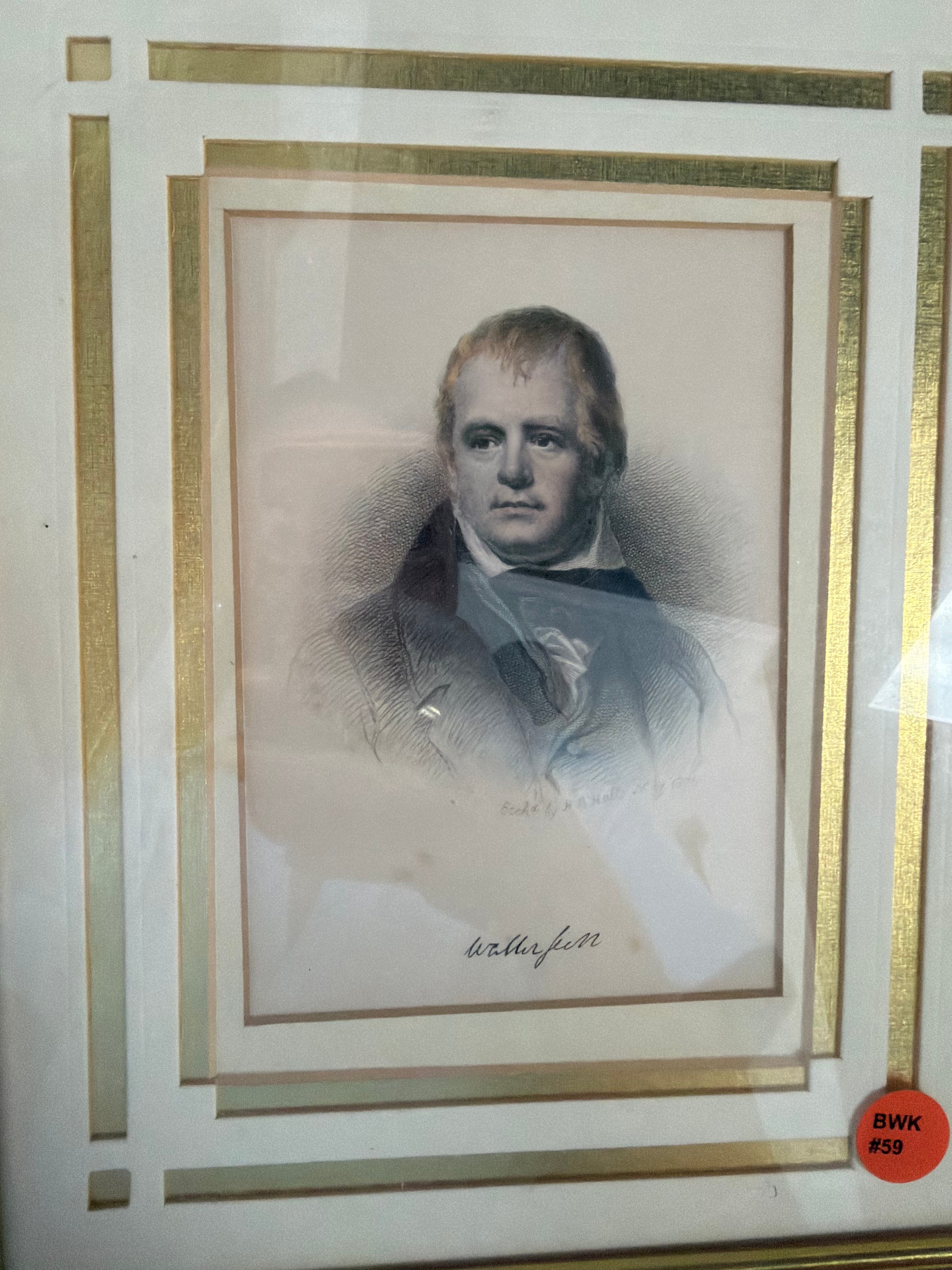 1876 Etching Sir Walter Scott