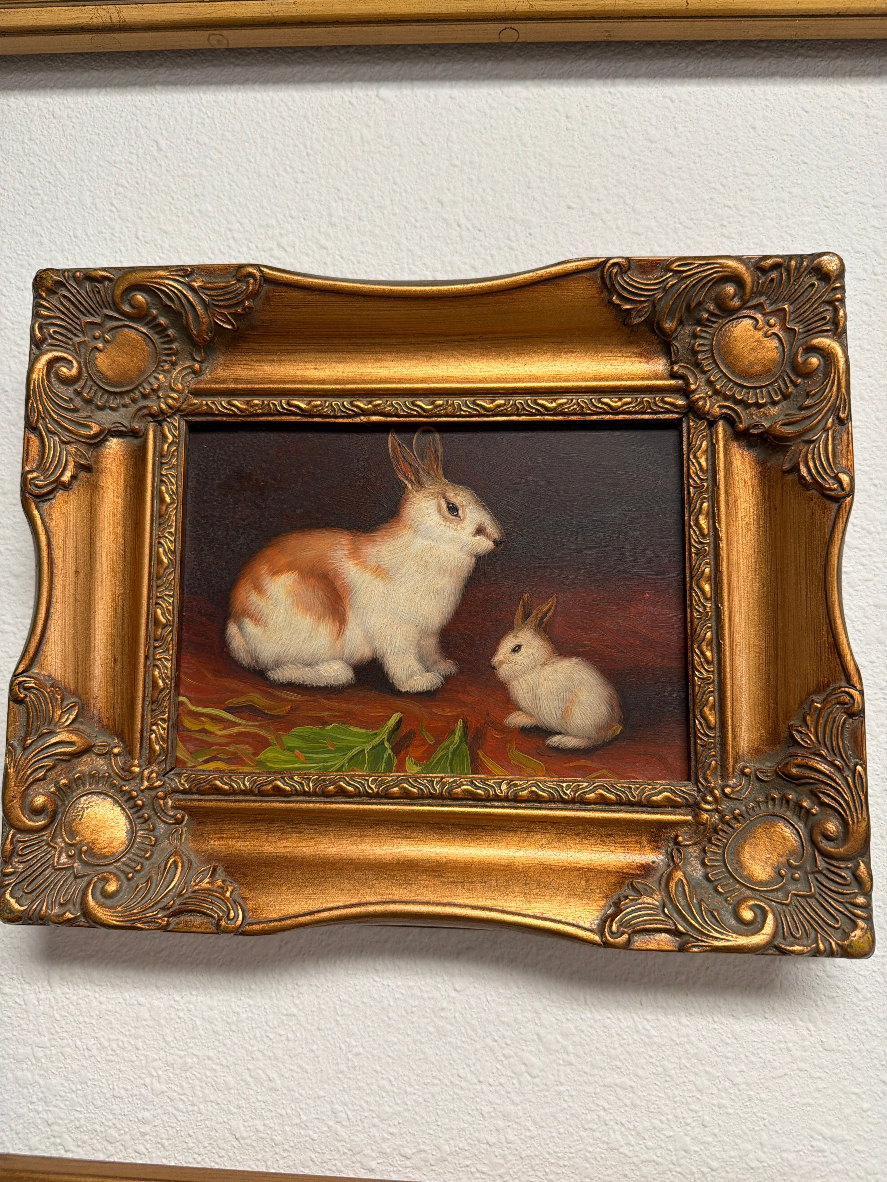 Hand-painted Rabbits Framed