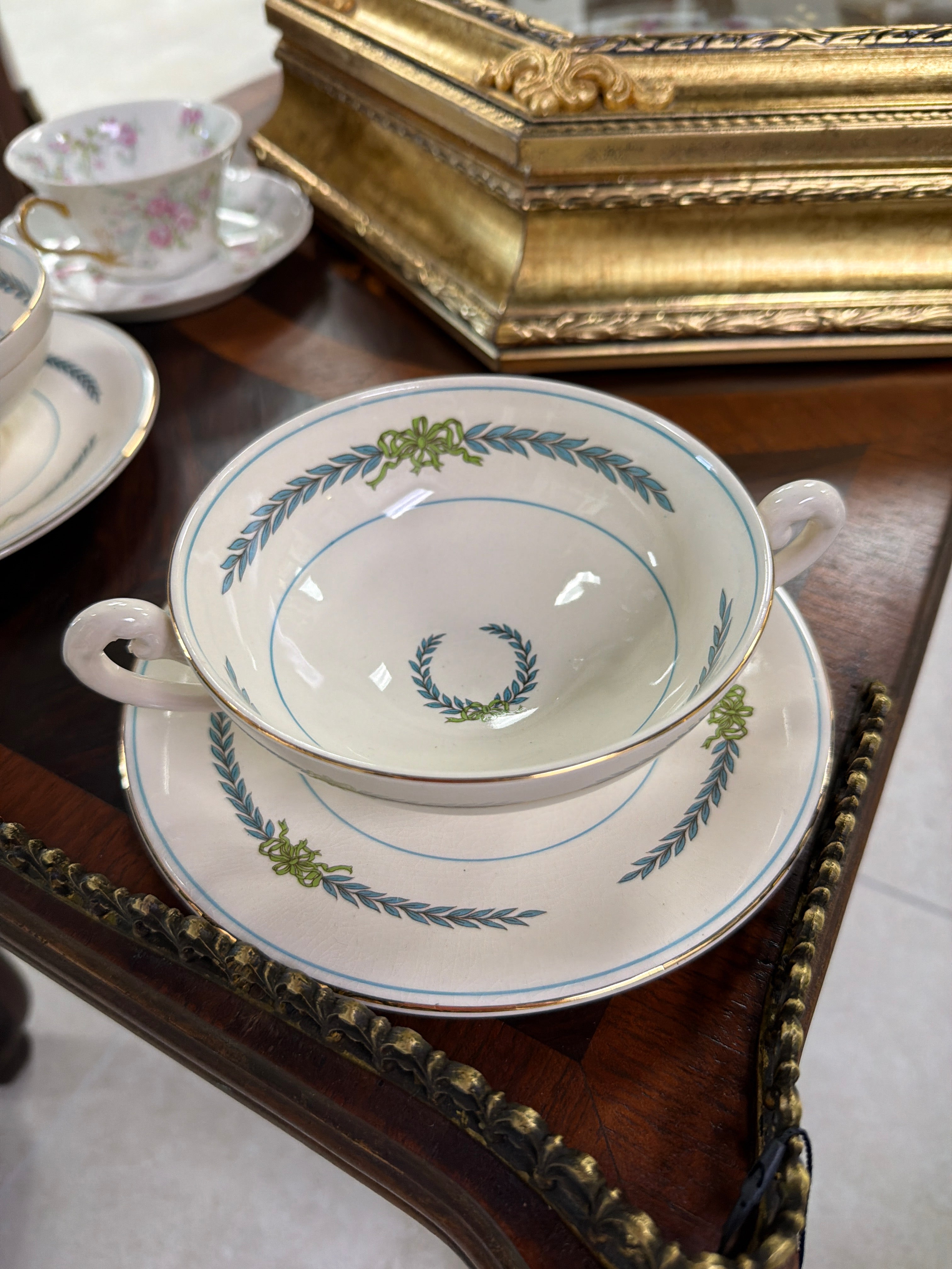 Myott Staffordshire England Soup Bowl & Saucer Set