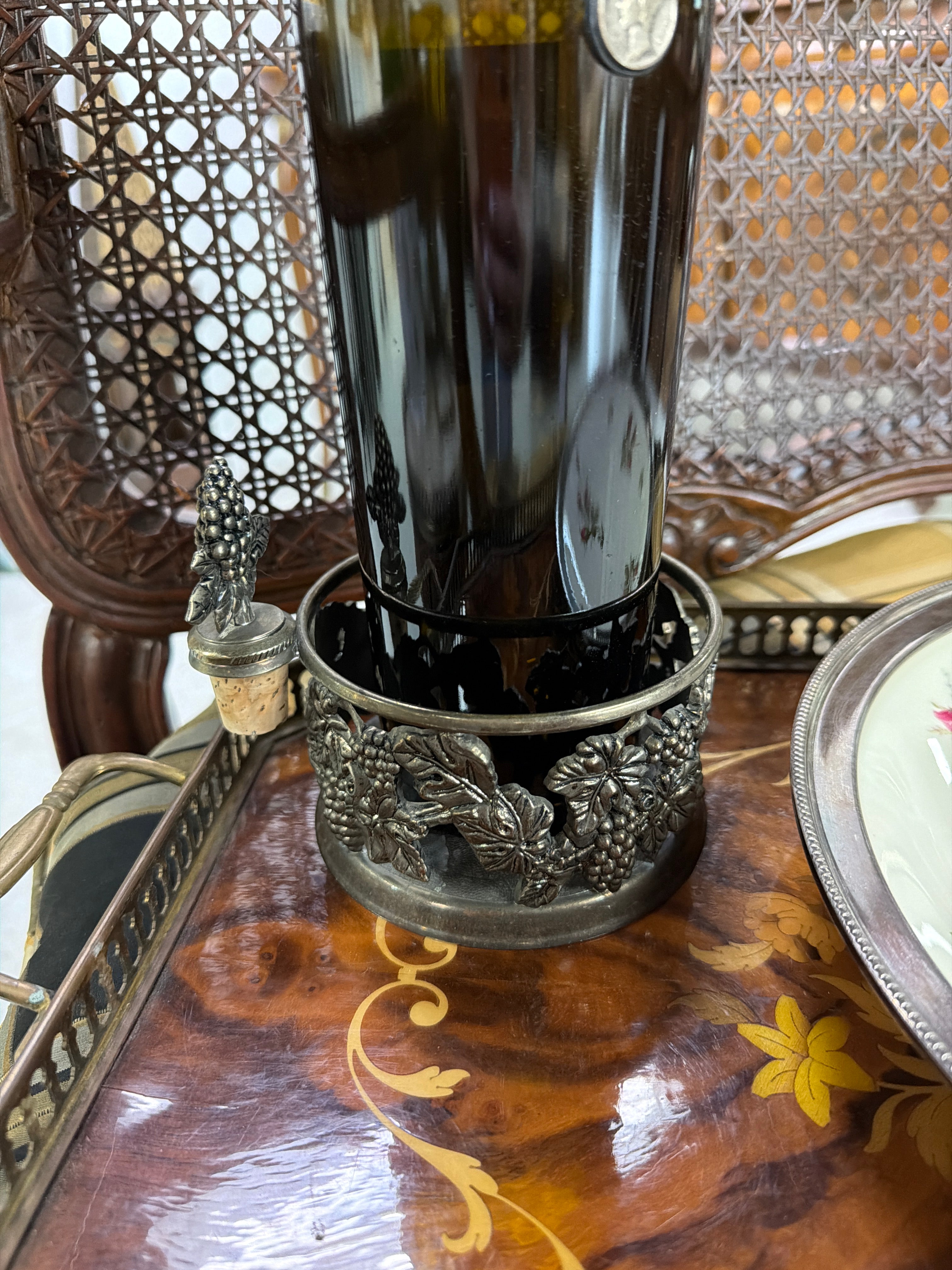Vintage Wine Bottle Coaster with Matching Stopper