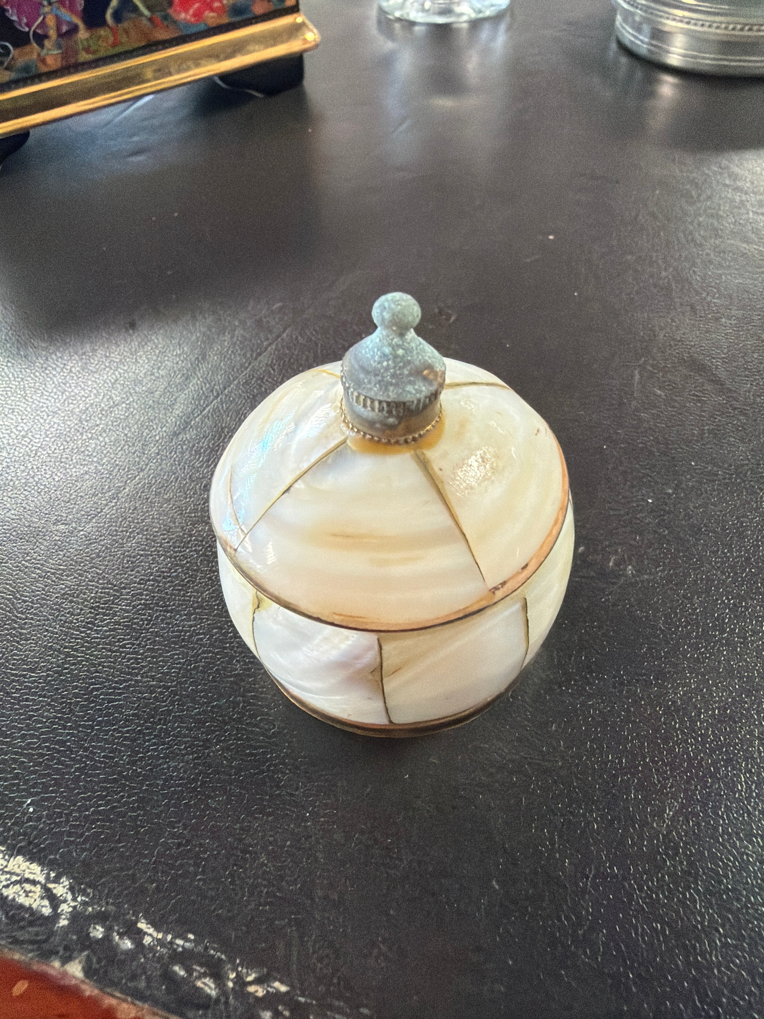 Brass & Mother of Pearl Trinket Box
