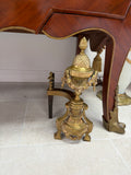 French Louis XVI Style Gilt Bronze Andirons, Pair