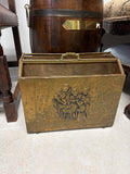 Brass & Wood Embossed Magazine Rack