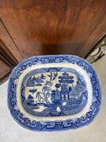 Antique W. Ridgway Semi China Willow Platter~ 13.75 x 11"