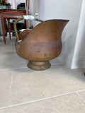 Large Brass & Copper Scuttle with Delft Handles