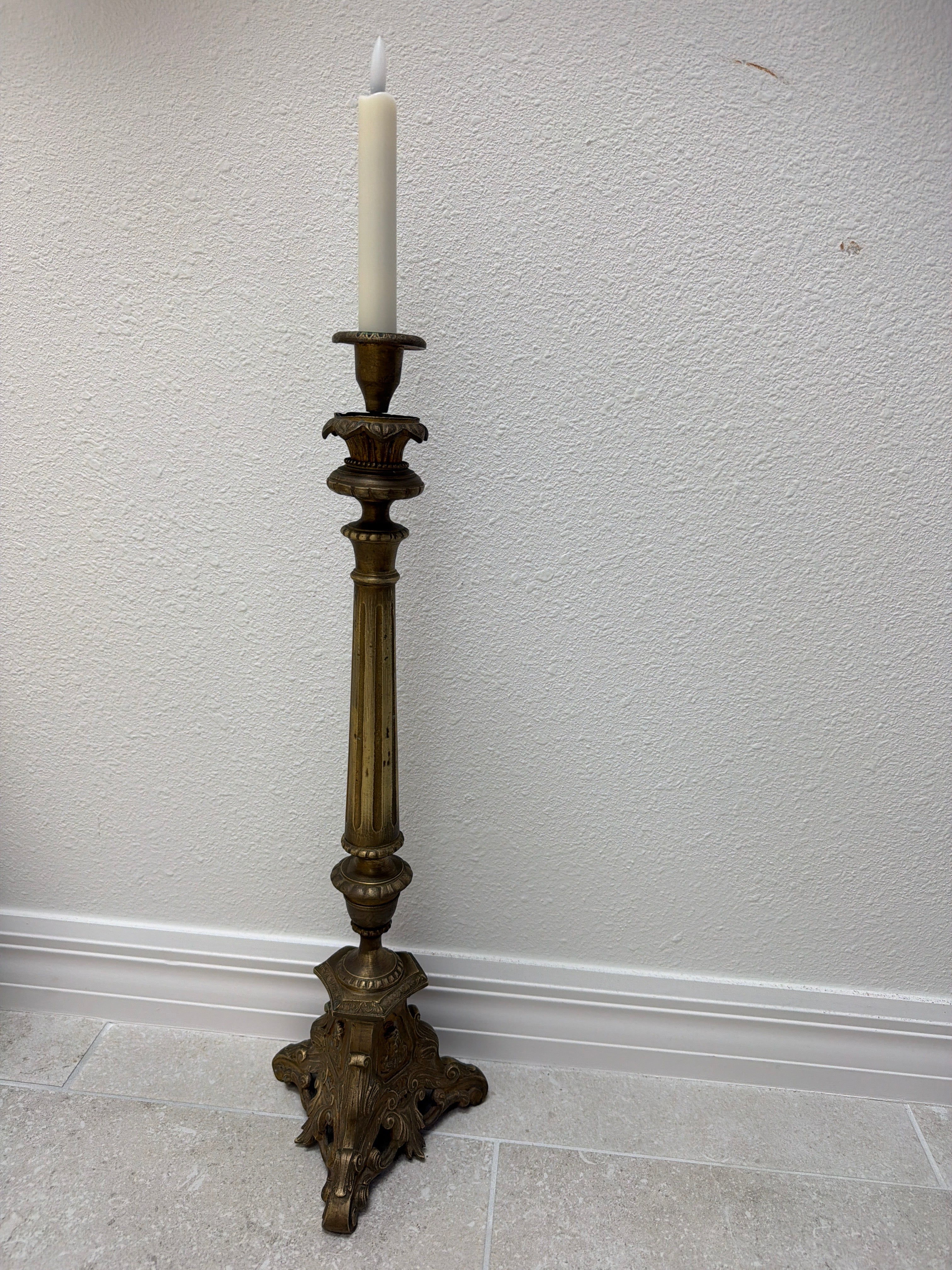 French Brass Church Altar Candlestick