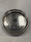 Etched Floral Round Silver-plated Tray