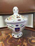 Bohemian Moser White Cased Footed Candy Dish
