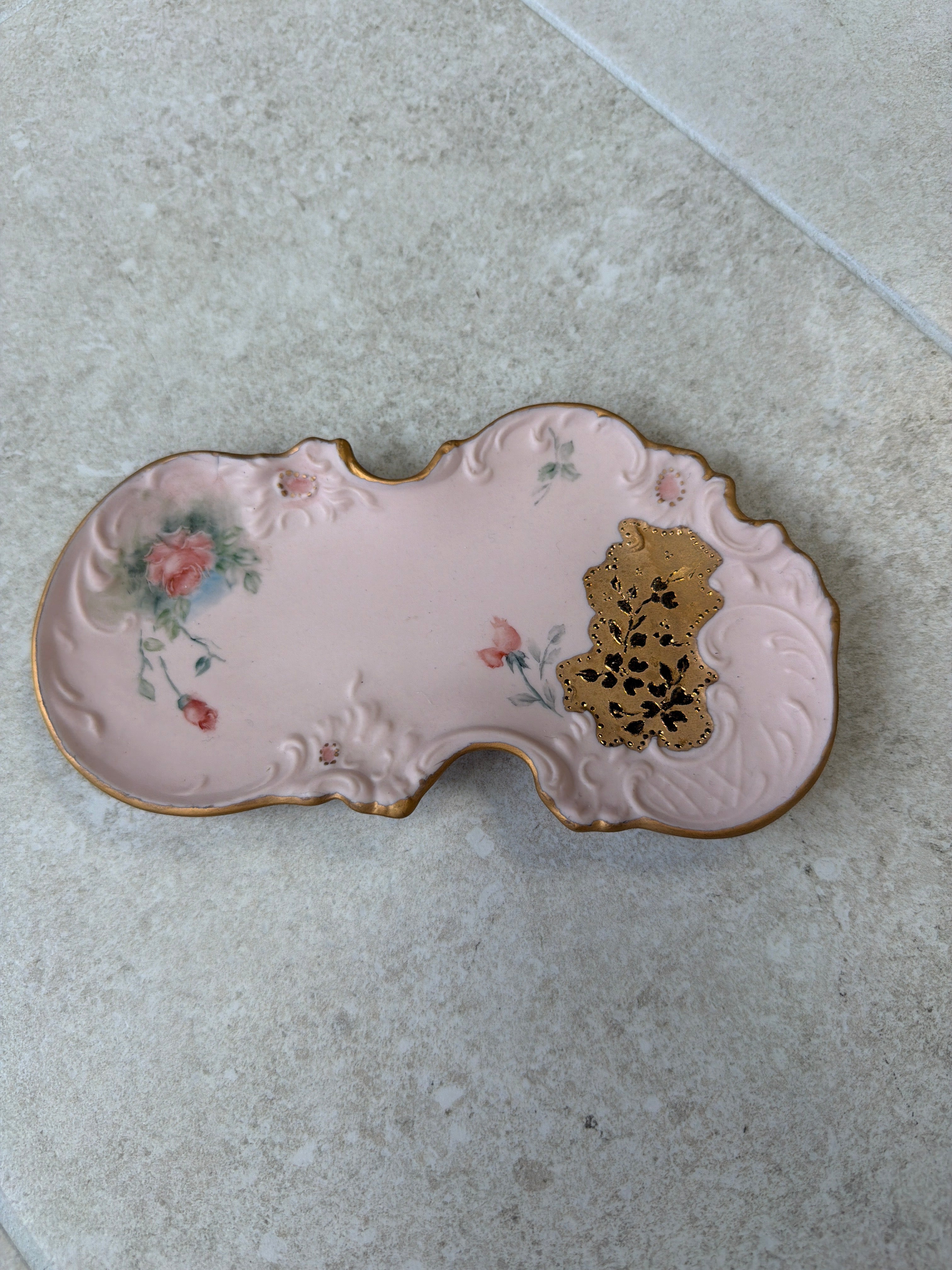 Pink Porcelain Hand-painted Vanity Tray