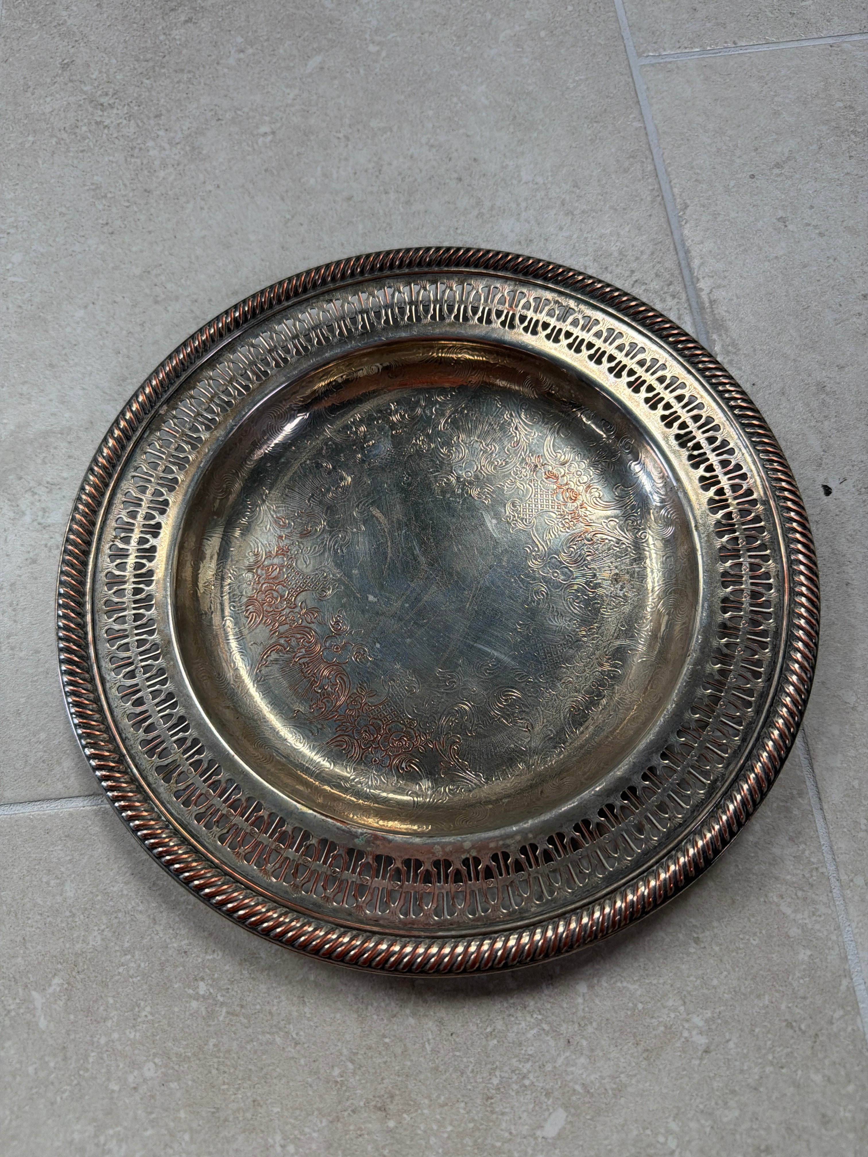 International Silver Co. Round Serving Tray, Small