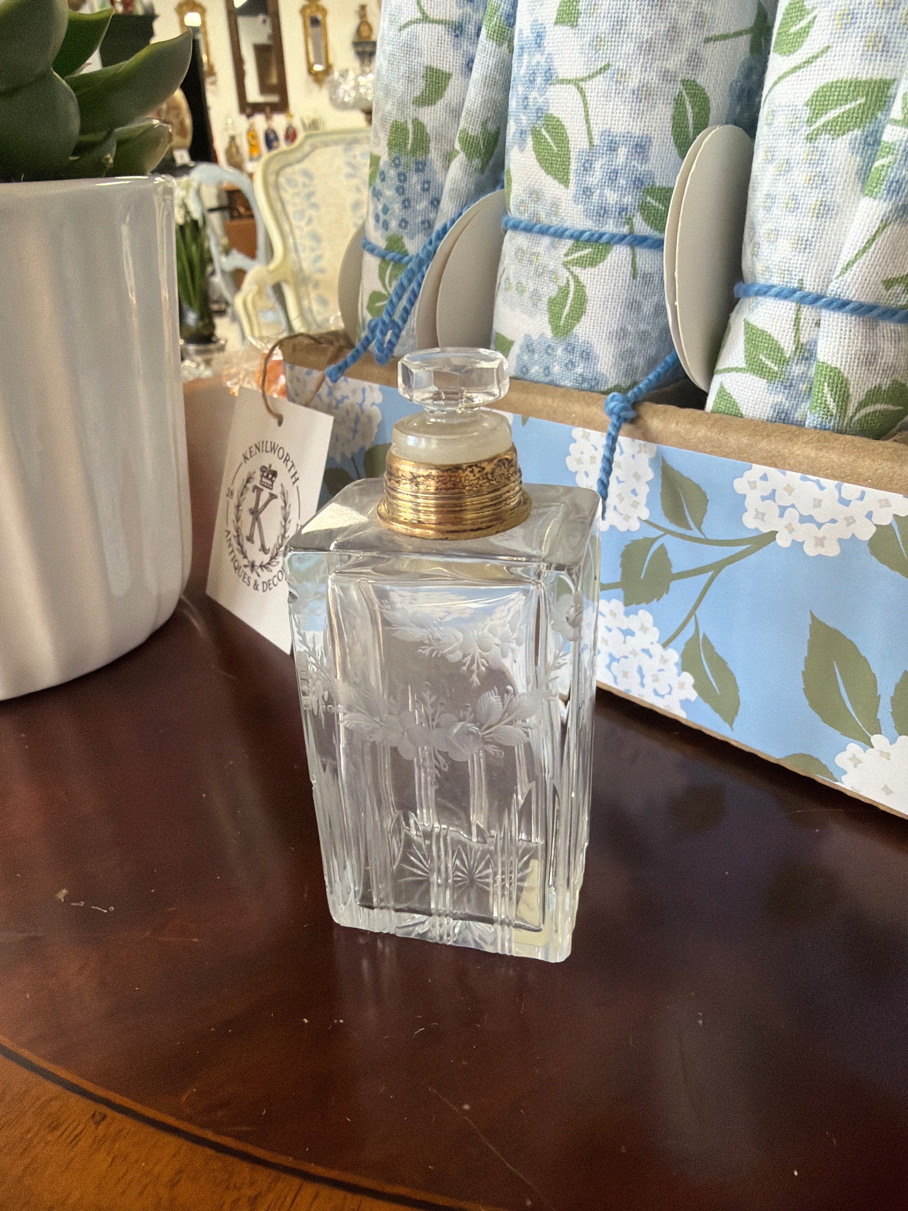 Etched Perfume Bottle, Small