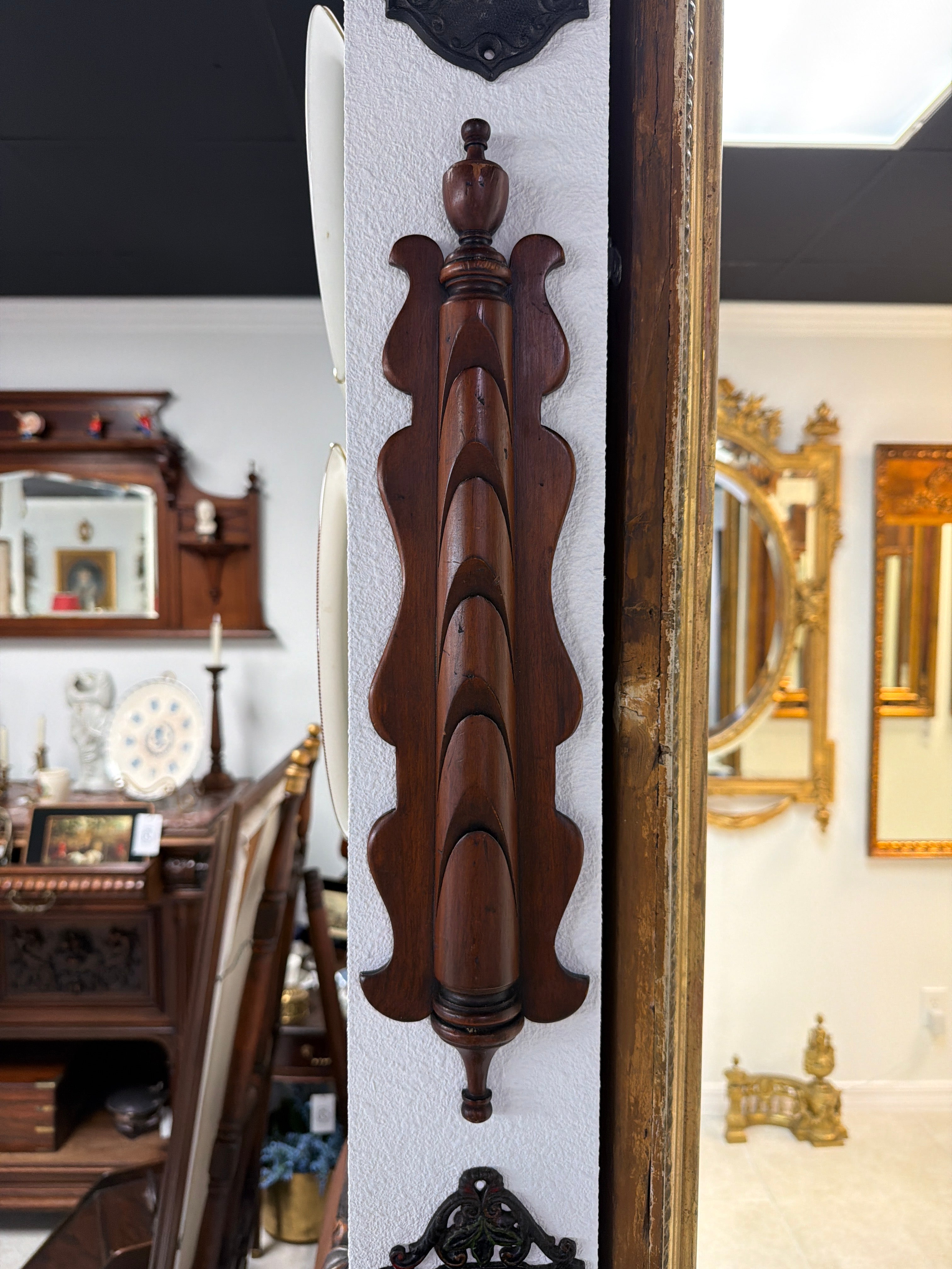Vintage Carved Pine Wood Card Holder