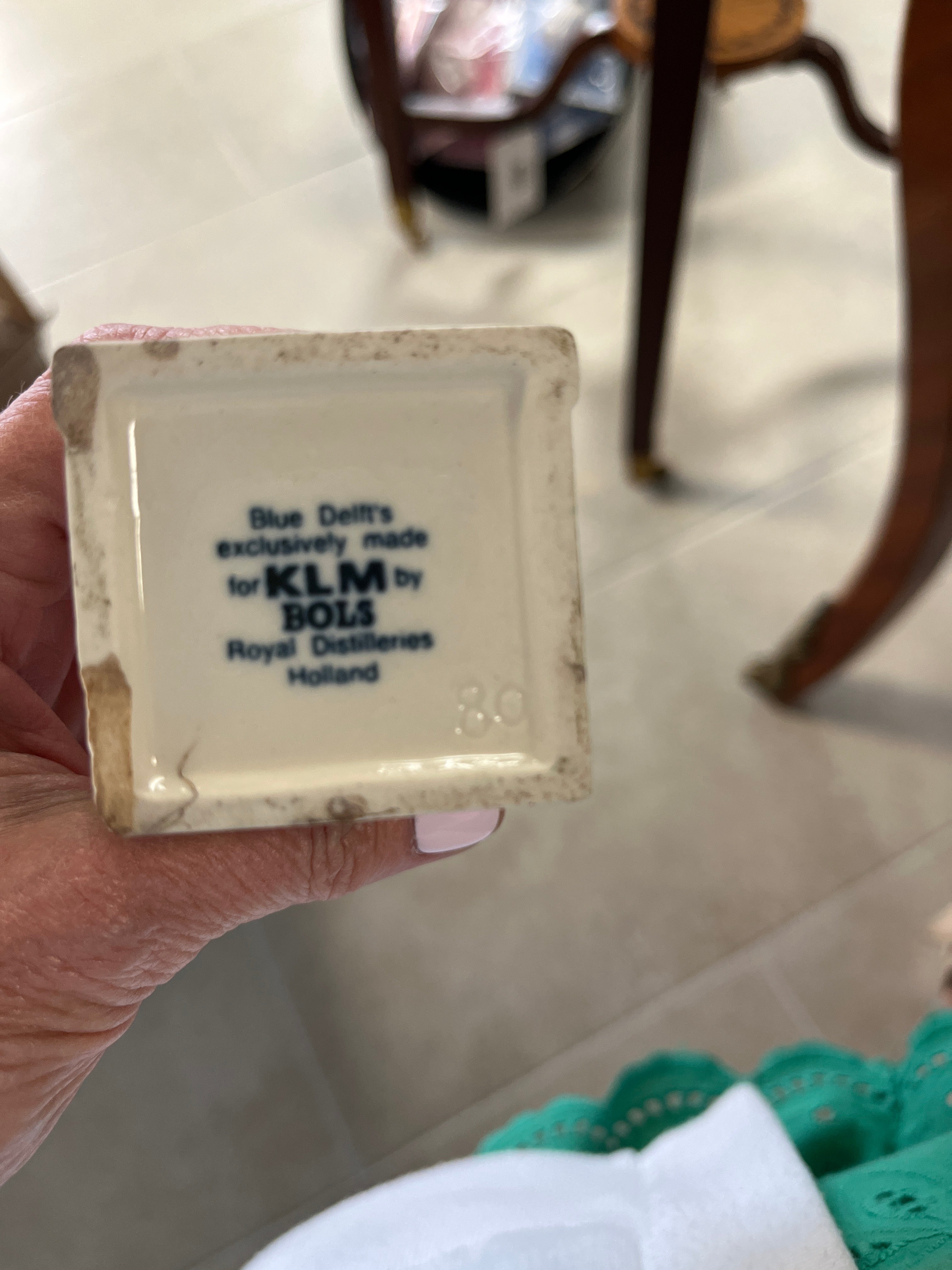 Vintage KLM Delft Blue miniature Dutch canal house #80