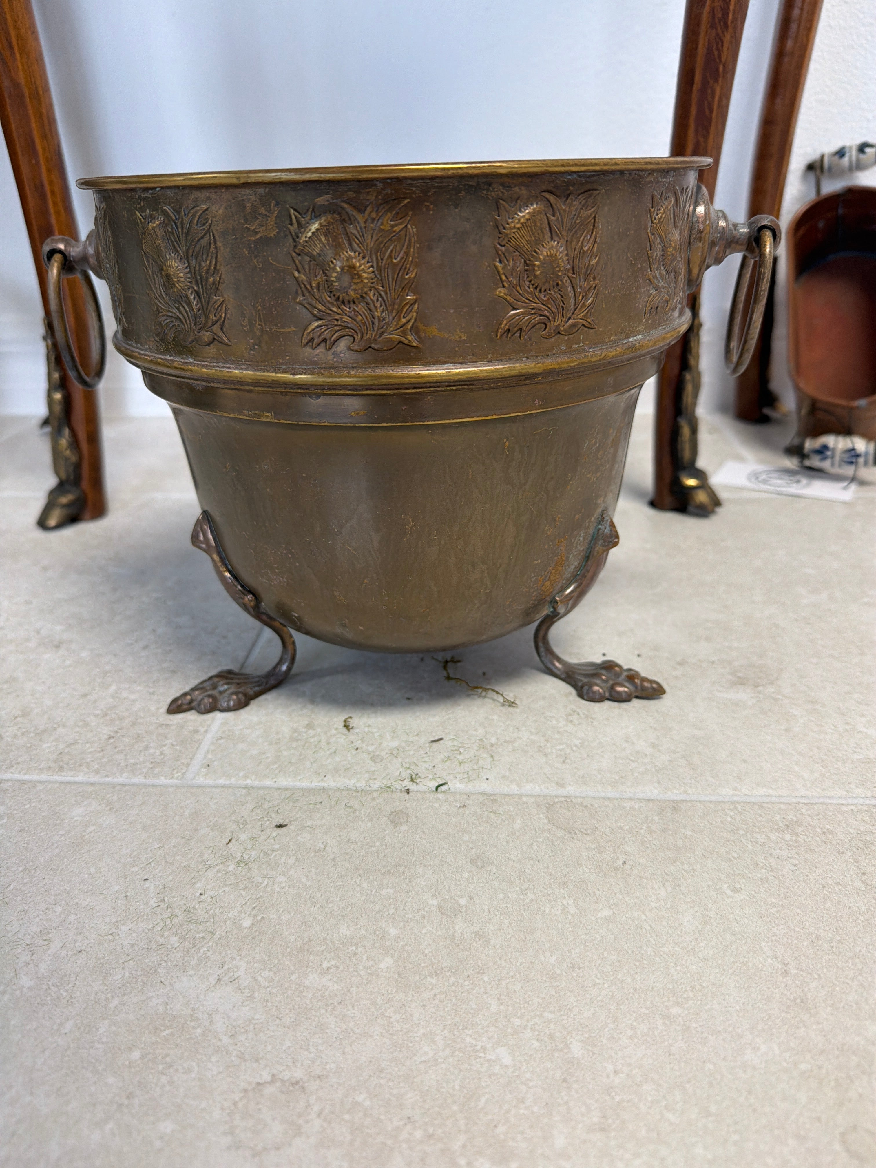 Holland Brass Footed Jardiniere