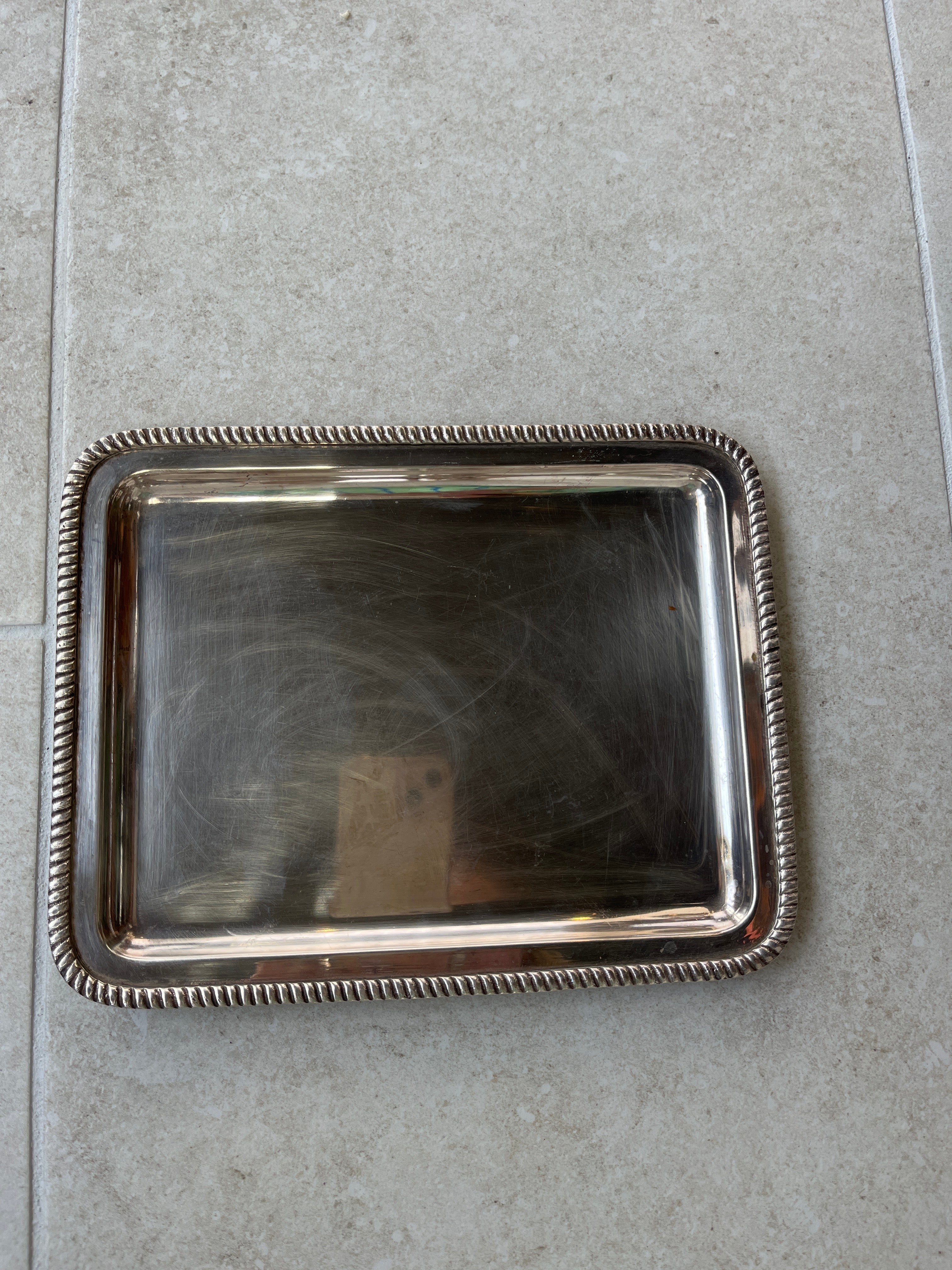 Silver Plated Tray w/Rope Border