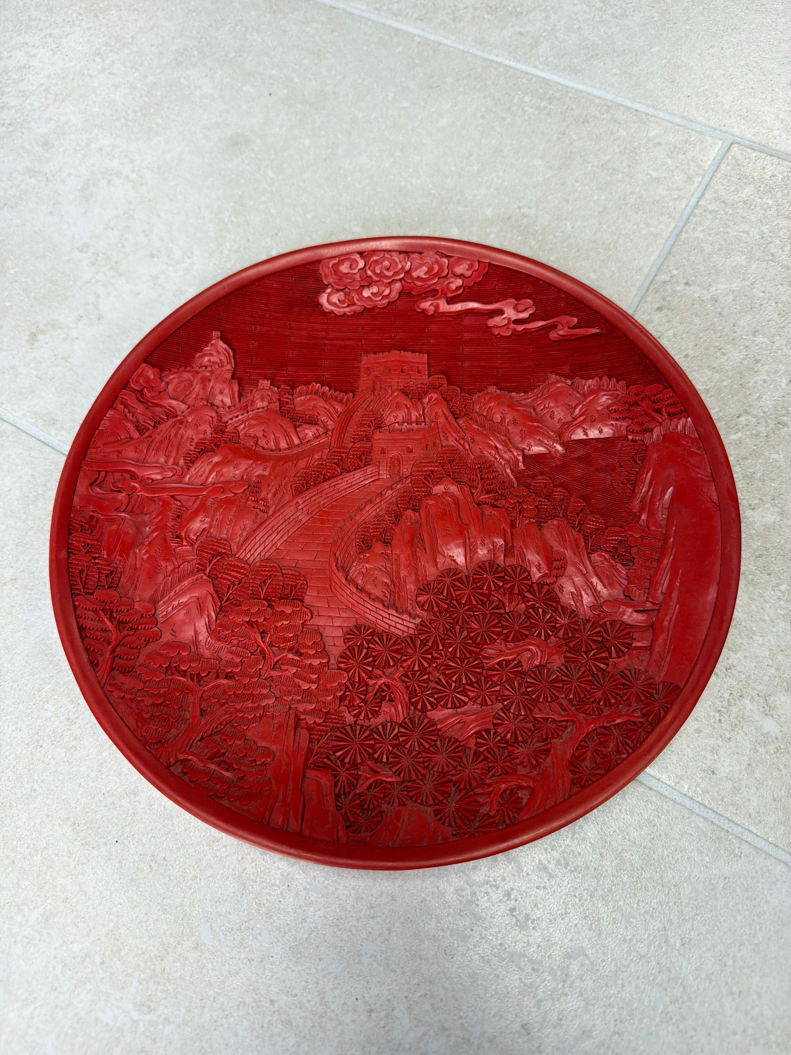 Chinese Cinnabar Laquered Plate
