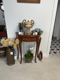 A Louis XV style walnut console table, Pair