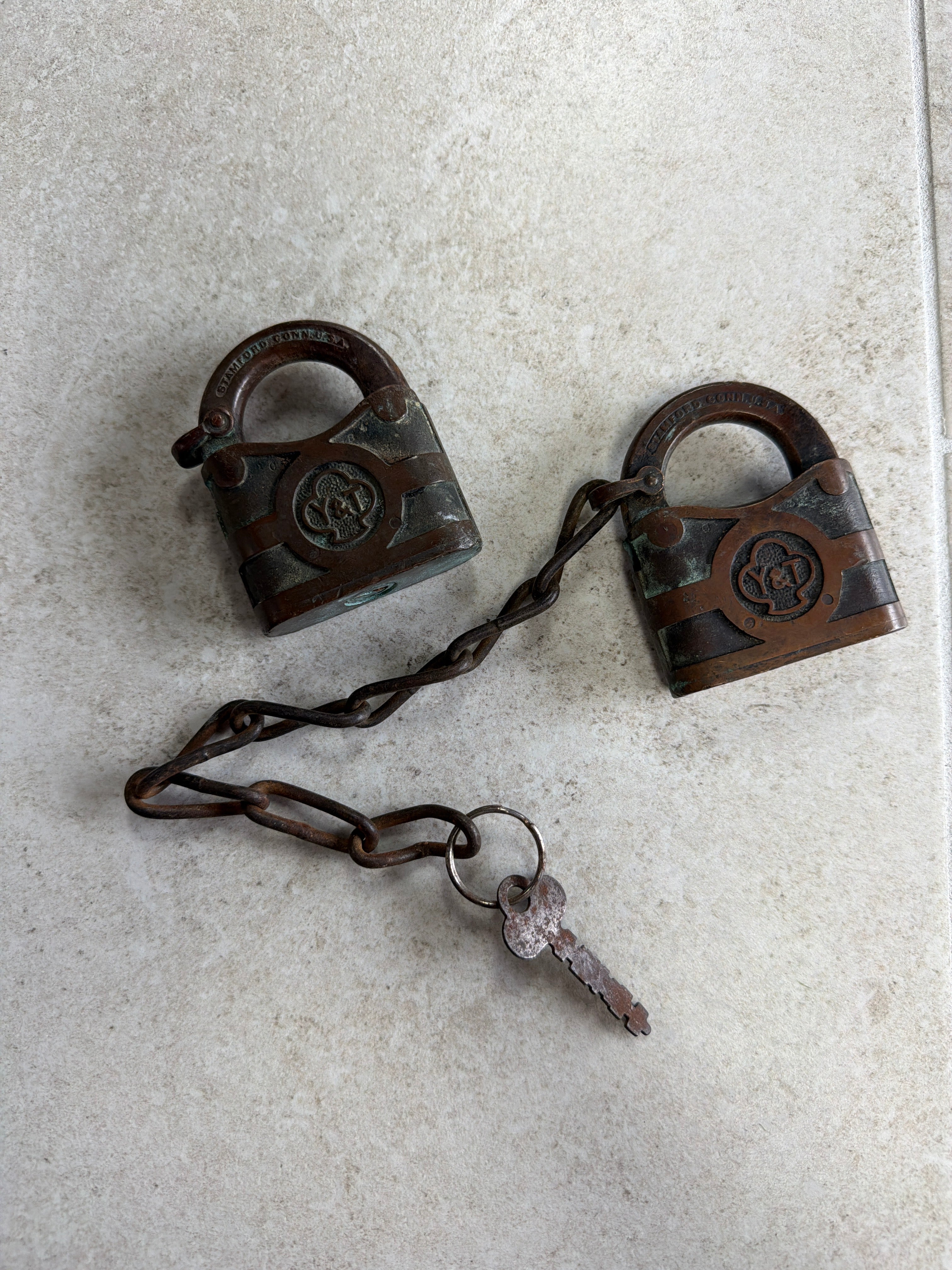 Yale & Towne brass Padlock with Key & Chain