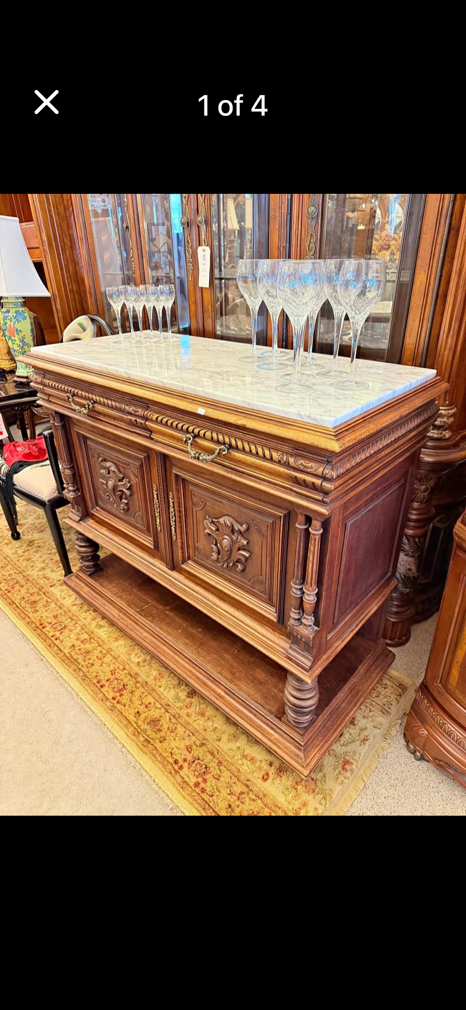 English Emperor Buffet/Walnut with Marble Top