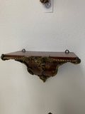 Vintage Louis XV style Boulle marquetry wall shelf w/bronze accents