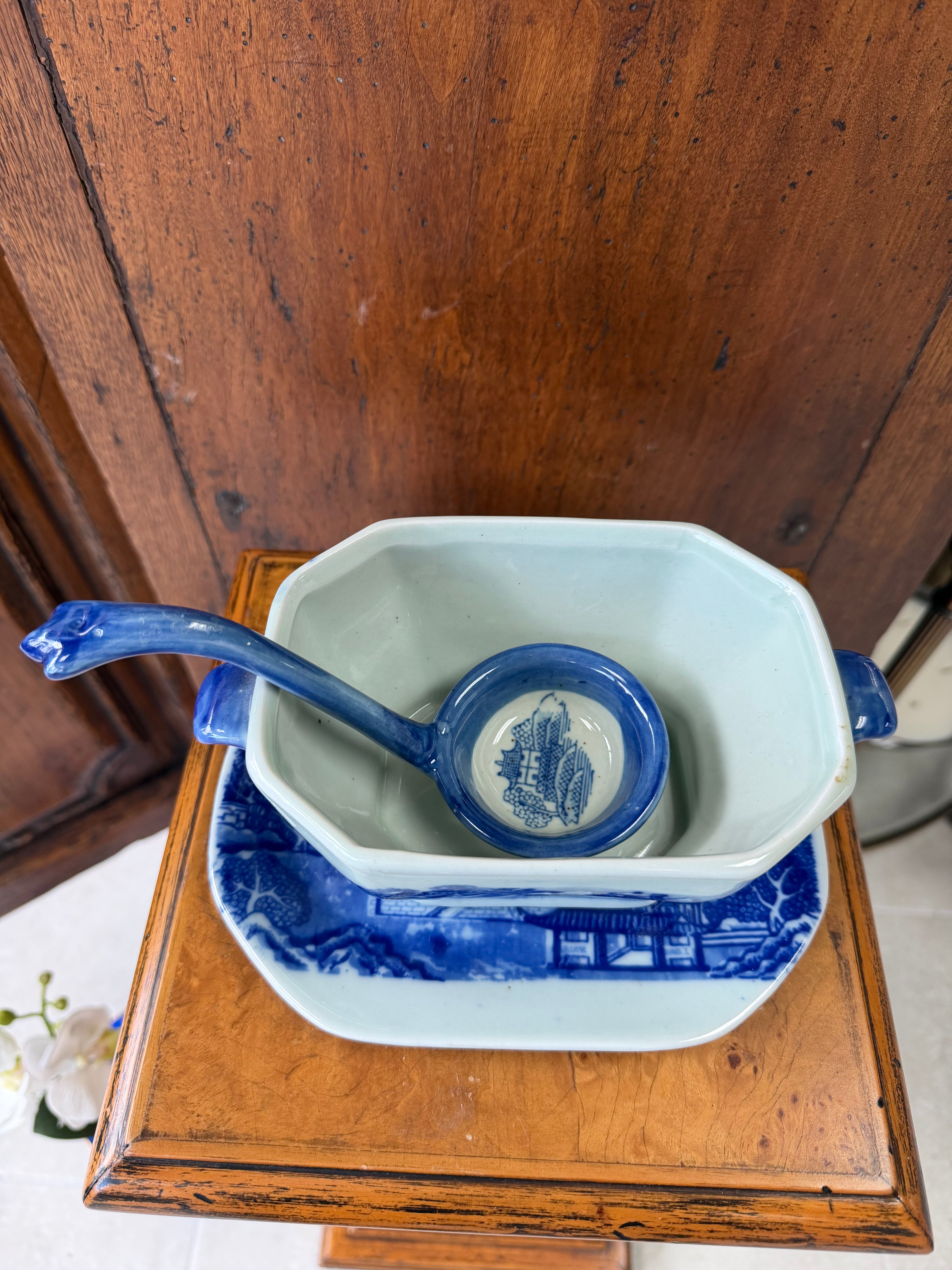 Victoria Ware Blue Ironstone Gravy Boat