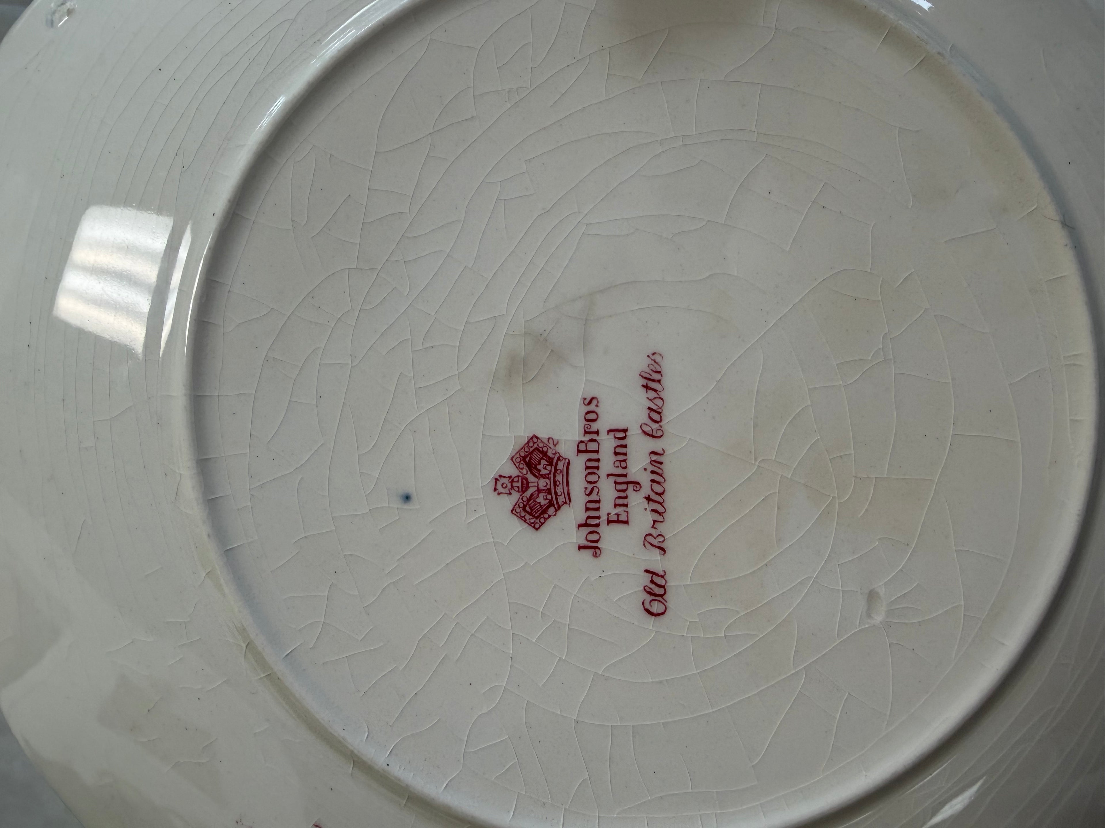 Johnson Brothers Square Salad Plate - Old Britain Castles Pink Collection featuring Belvoir Castle