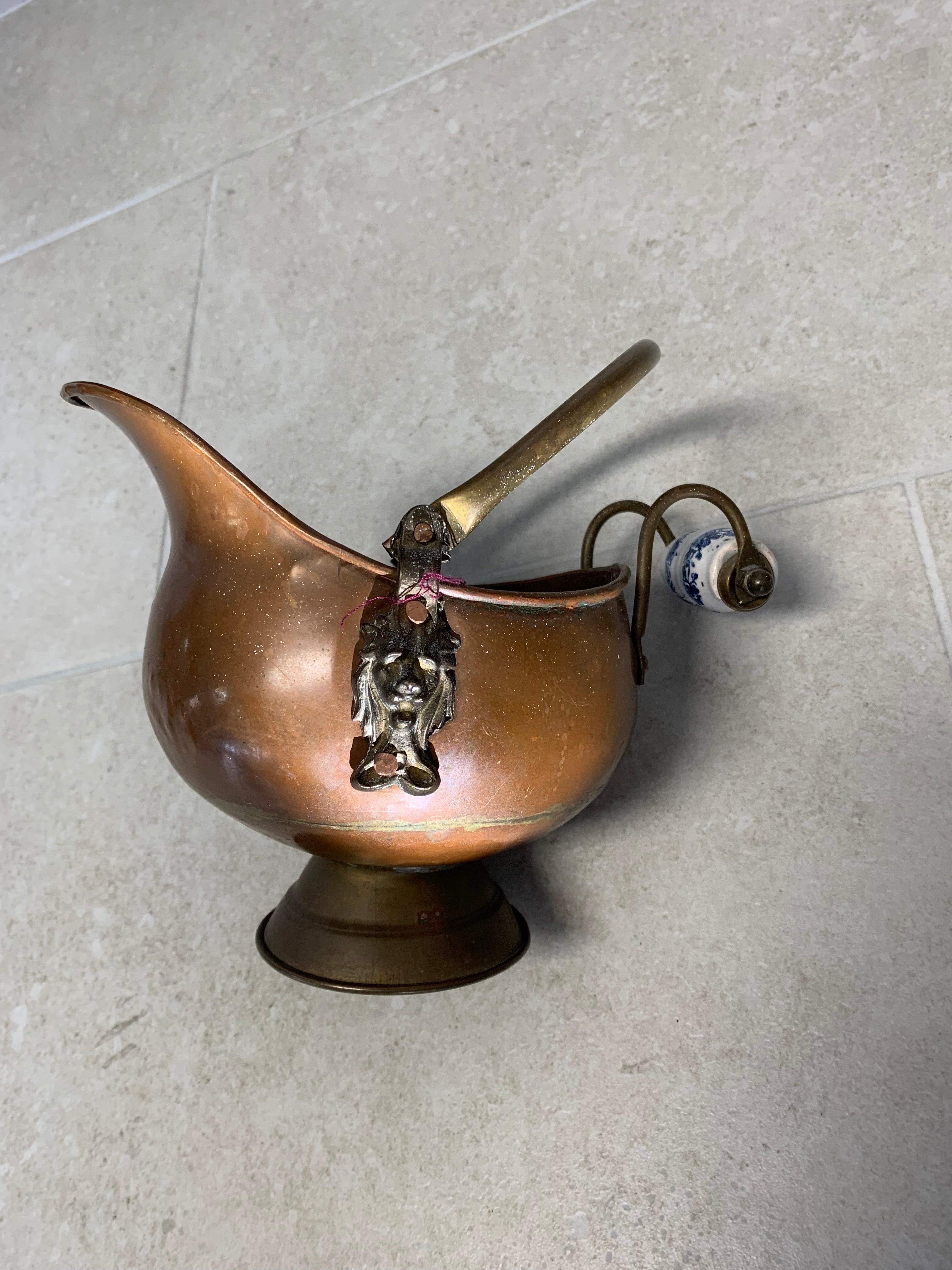 Mini Brass & Cooper Scuttle with Deft Hande